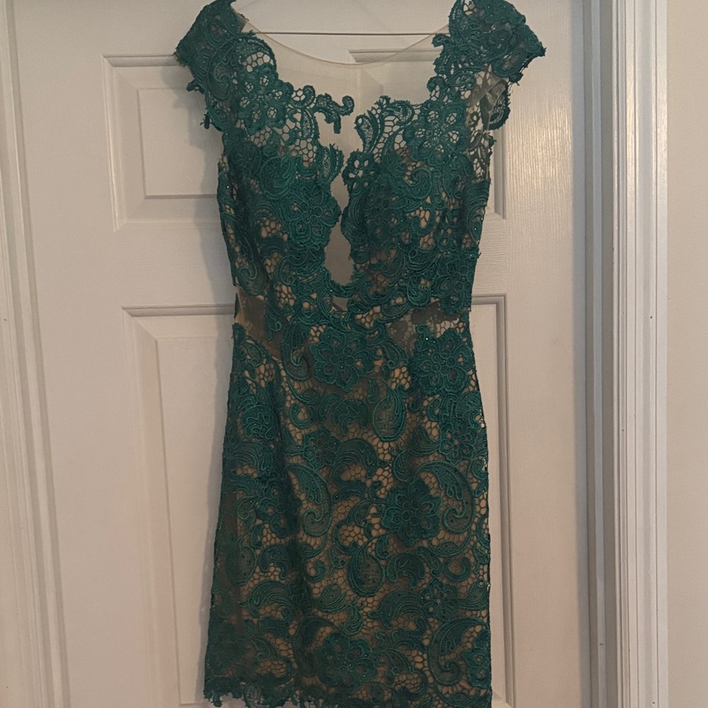 Mac Duggal Green Lace Dress